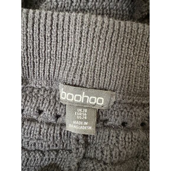 Boohoo Womens Size 24 Pants Black Knit Pull On Wide Leg Crochet Boho Hippie - Picture 7 of 10